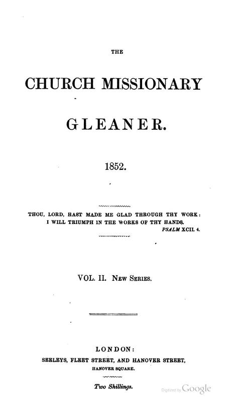 1852 The Church Missionary Gleaner New Series Vol 2